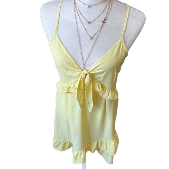 Vero Moda ruffled summer dress yellow size medium - Picture 4 of 16